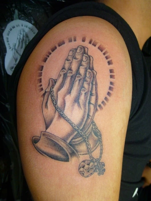 "ブラック&グレー Pray Hands "