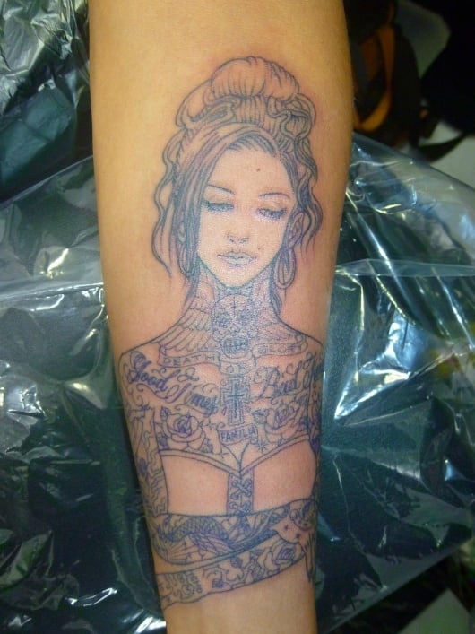 ブラック グレー 全身tattoo女性 東京 渋谷の刺青タトゥースタジオ サンスクリットタトゥー Sunsqlit Tattoo