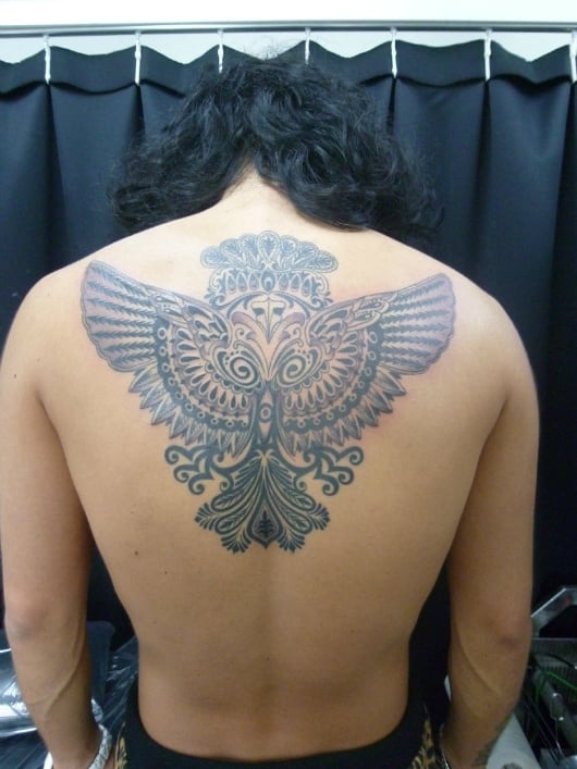 ブラック グレー ホルス神 エジプト 背中 東京 渋谷の刺青タトゥースタジオ サンスクリットタトゥー Sunsqlit Tattoo