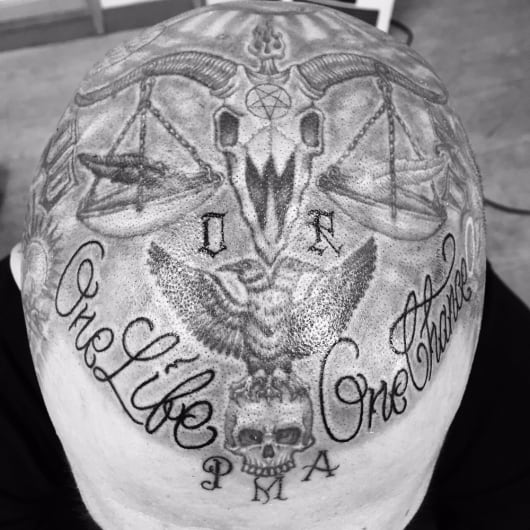 ブラック&グレー head tattoo