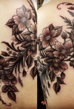 ブラック&グレー 花 葉
