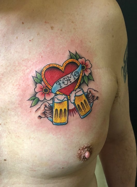 カラー ハート ビール 東京 渋谷の刺青タトゥースタジオ サンスクリットタトゥー Sunsqlit Tattoo